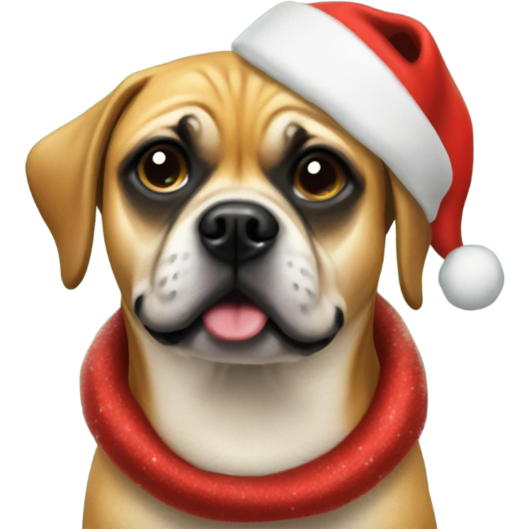Puggle wearing Christmas hat emoji