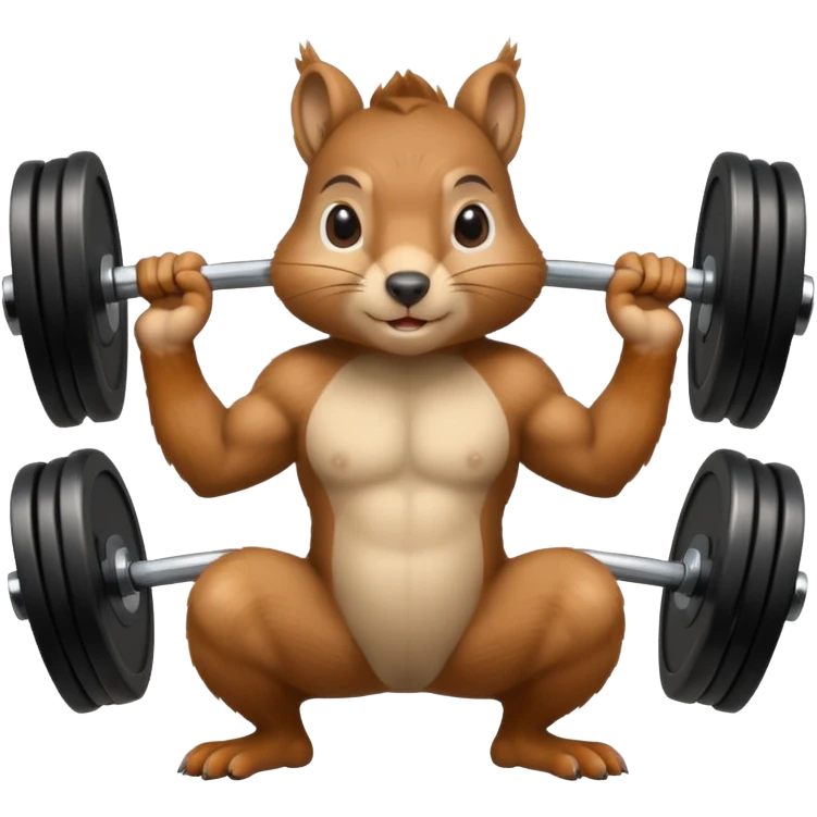 Squirrel squatting with weights emoji