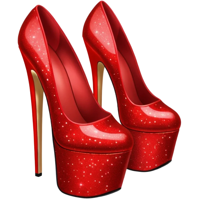 Very high Red platform glitter heels  emoji