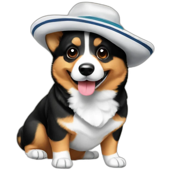 Corgi negro con gorro de marinero emoji