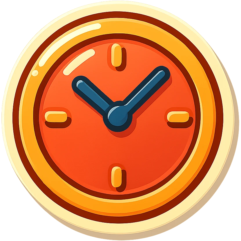 cartoon style sticker of a single clock symbol, simple and clear, no text emoji