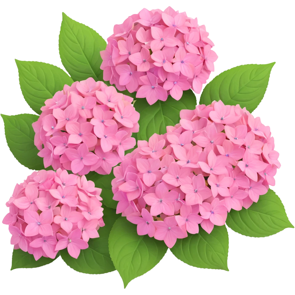 pink hydrangeas with green leaves emoji