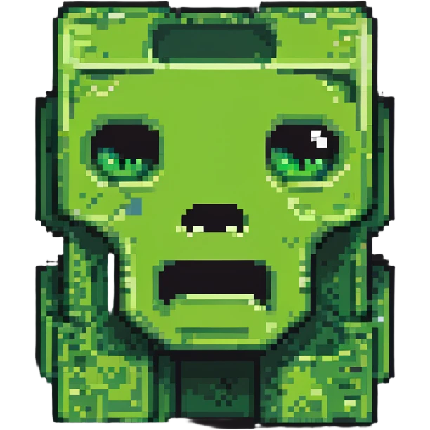 maximum blocky ultra-abstract pixel art Minecraft creeper face emoji with only 2-4 large square pixels emoji