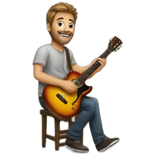 Guitare portait par un musicien emoji