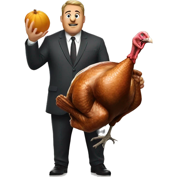 a large man poking a turkey menacingly emoji