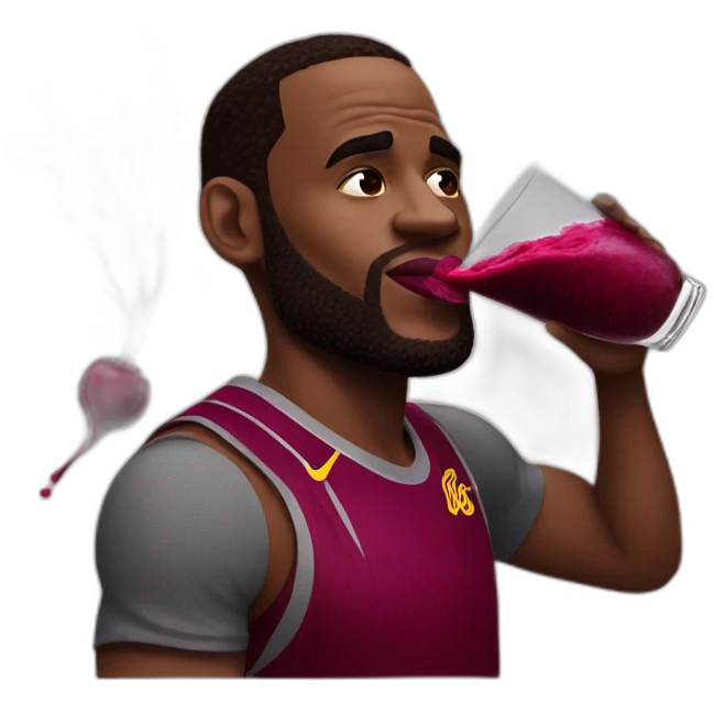 Lebron James drinking a beet emoji