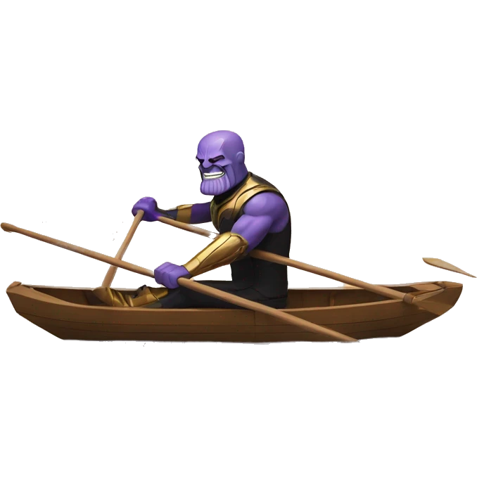 thanos wearing a suit rowing in a single sculling boat emoji