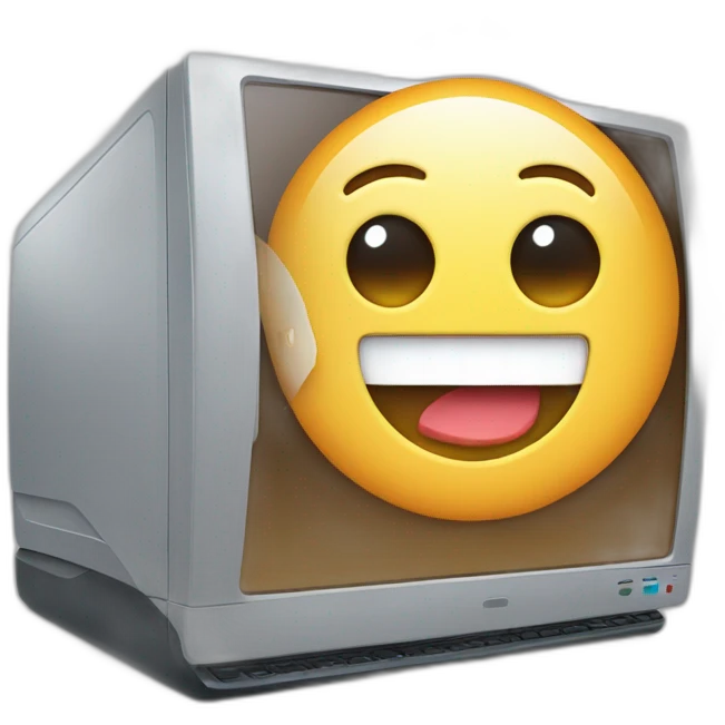Computer with the splitter screen on it and a video call emoji