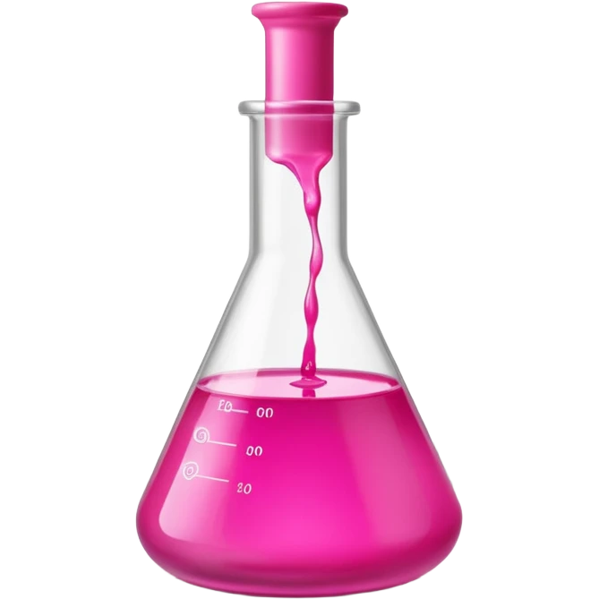 Miniatura de un frasco de laboratorio o un tubo de ensayo elegante con un líquido rosa vibrante, sobre una superficie de mármol. Iluminación de estudio. Estilo sofisticado emoji