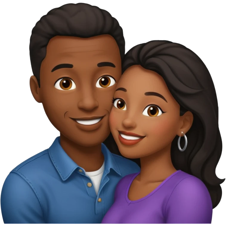 black boyfriend kissing black girl emoji