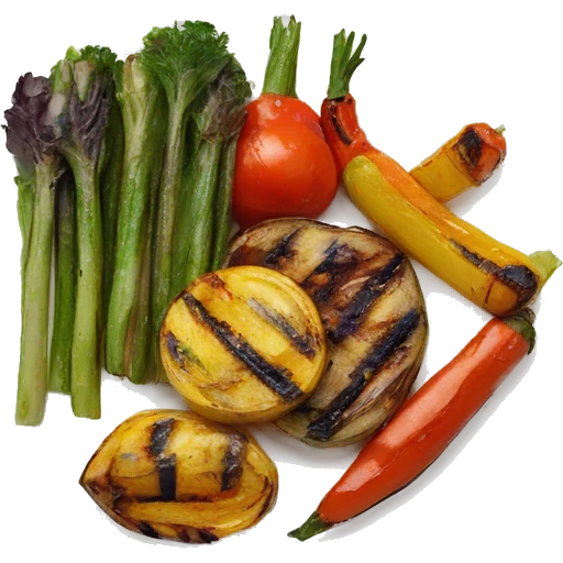 Grilled vegetables served on a white plate  emoji