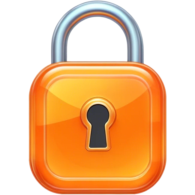 Holographic and glassmorphic orange lock emoji