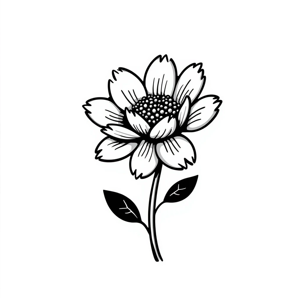 doodle style peony flower emoji
