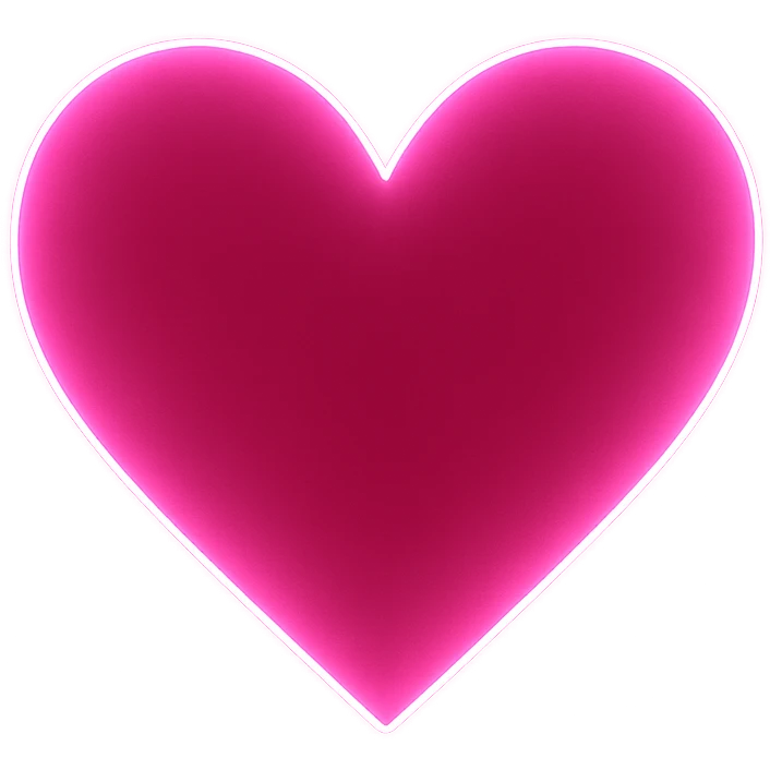 heart with a glowing neon pink outline, digital illustration, no background emoji