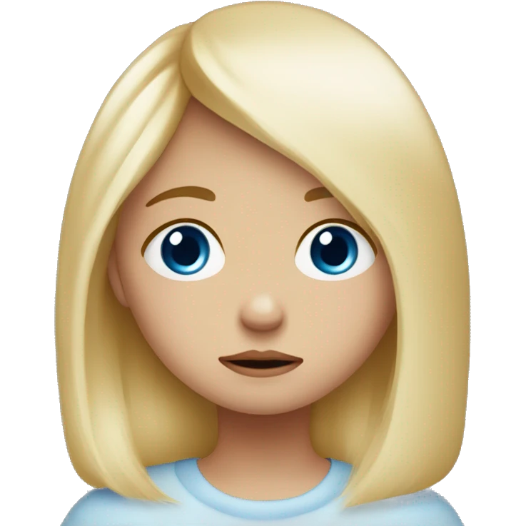 ￼ sad little girl with blonde hair, blue eyes crying emoji