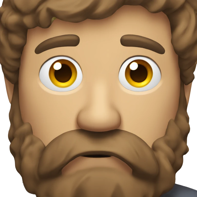 man head, angry eyebrows, scruffy brown hair, beard emoji