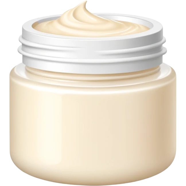Cream colour body moisturizer cream pot with label emoji