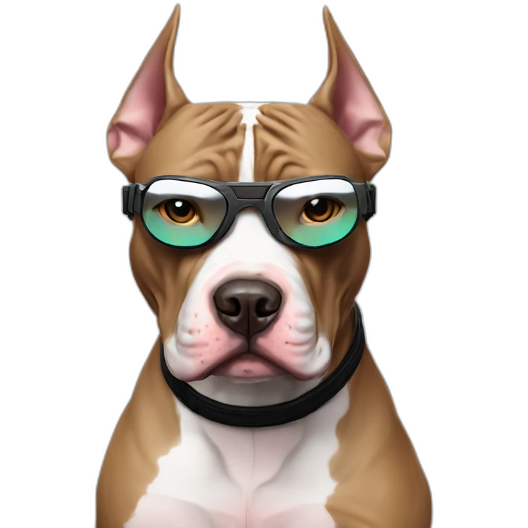 Pitbull-óculos-cyberpunk-futuristic emoji