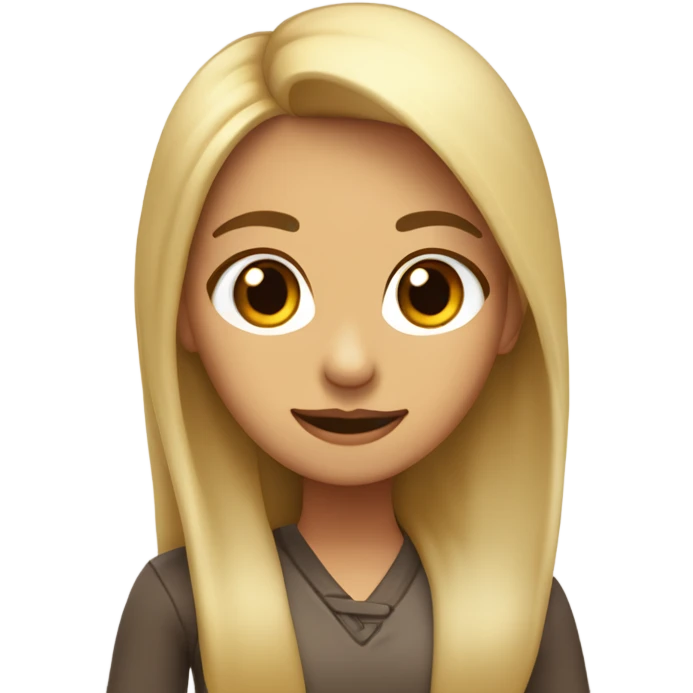 Chica con  pelo largo rubio y marrón  y ojos de color marrón  emoji