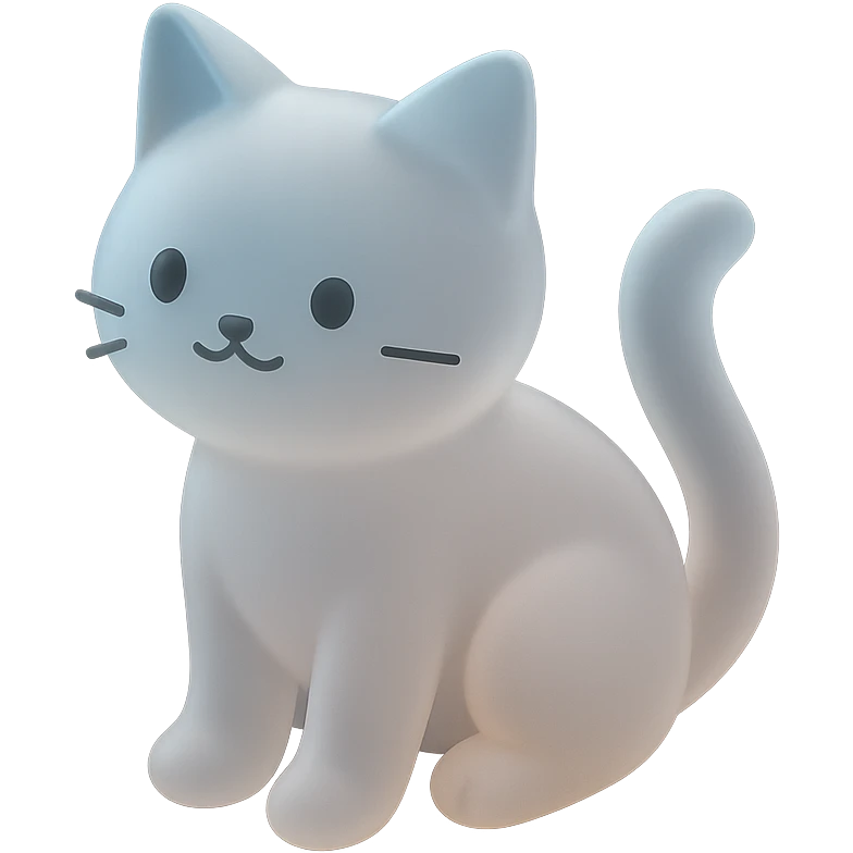 playful cat, minimalistic design, gentle color gradients, matte glass style emoji