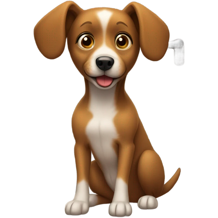 little brown dog waiting for friend to come home emoji