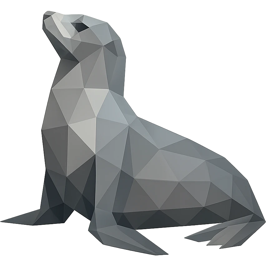 polygonal seal, low-poly polygonal illustration emoji