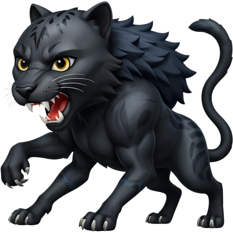 A black panther killing a wolf emoji