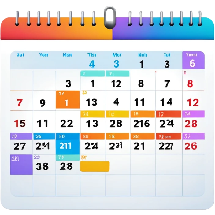 Wall calendar with a month view showing events and appointments emoji