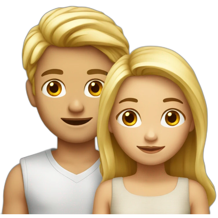Couple blond et brun enfant emoji