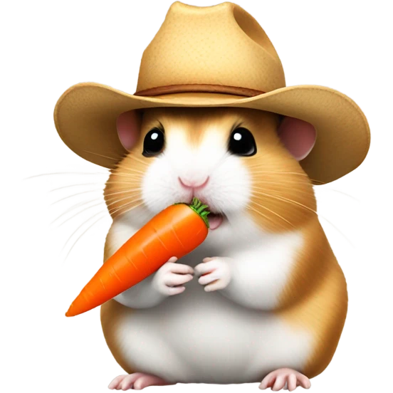 Hamster wearing a cowboy hat eating a carrot  emoji