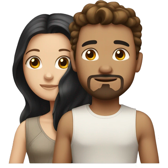 white boy with black hair and goatee and girl with long brown hair and light brown skin emoji