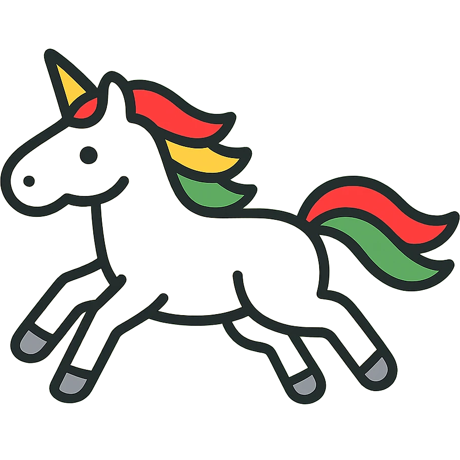 Change the background to pale mint green behind the running unicorn icon, keeping the rest of the design unchanged, logo style. emoji