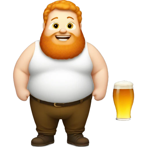 Fat ginger guy with a beer emoji