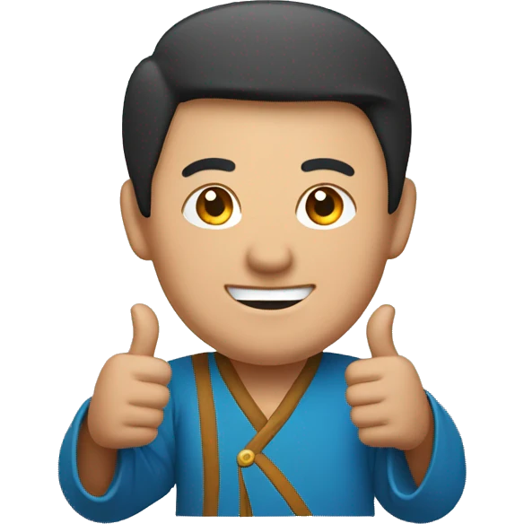 Smiling Mongolian man showing thumbs up  emoji