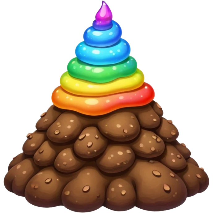 pile of poo with a rainbow aura, bright and whimsical emoji