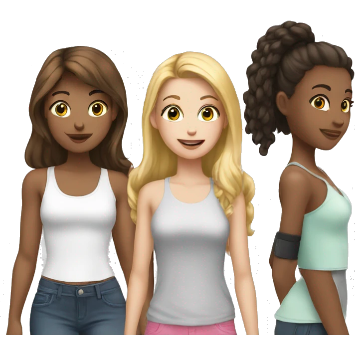 white teen girl talking with popular girls  emoji