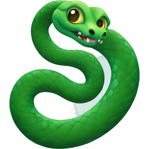 snake with the color dark and light green gradient and them eyes
 emoji