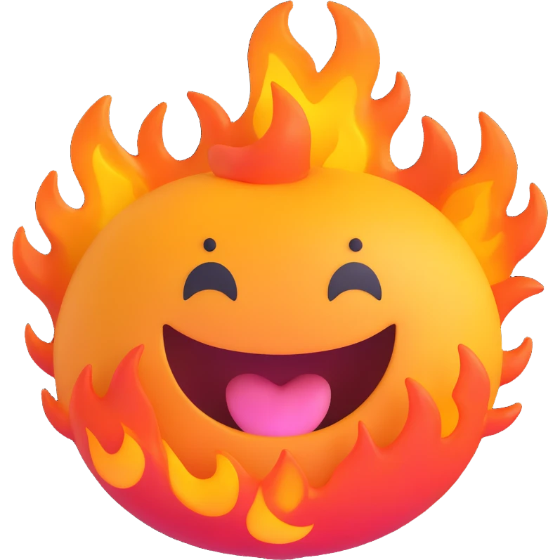 stomach with flames inside, 3D emoji style emoji