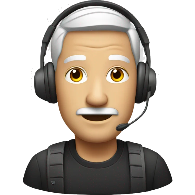 white bold man with ear and headset emoji