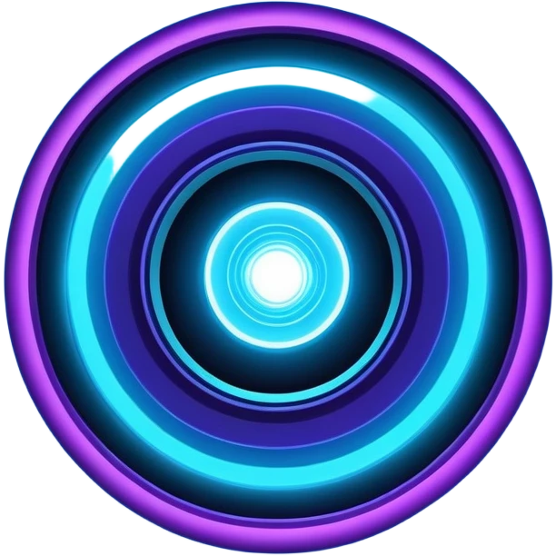 Futuristic camera aperture transforming into a vortex of light rays converging on a glowing product silhouette (e.g., lamp, watch), deep space blue (#0A1A2F) to electric violet (#8A2BE2) gradient with neon cyan (#00FFFF) emoji