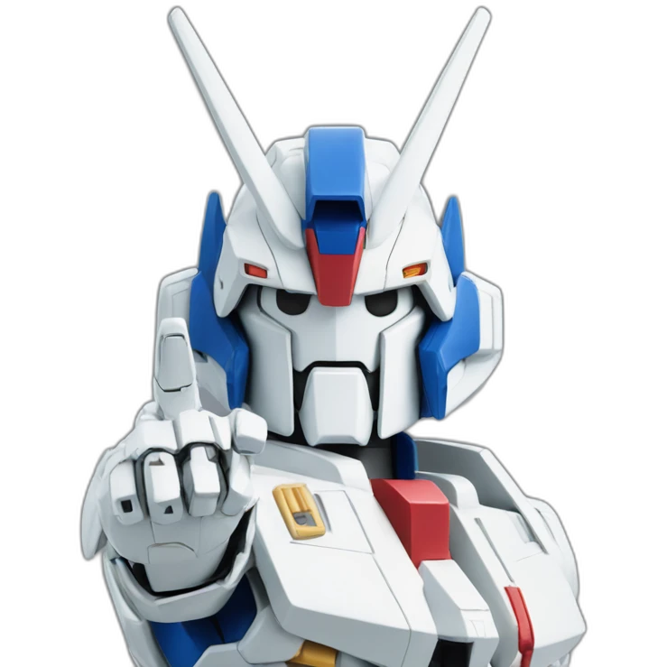 A gundam giving the peace sign emoji