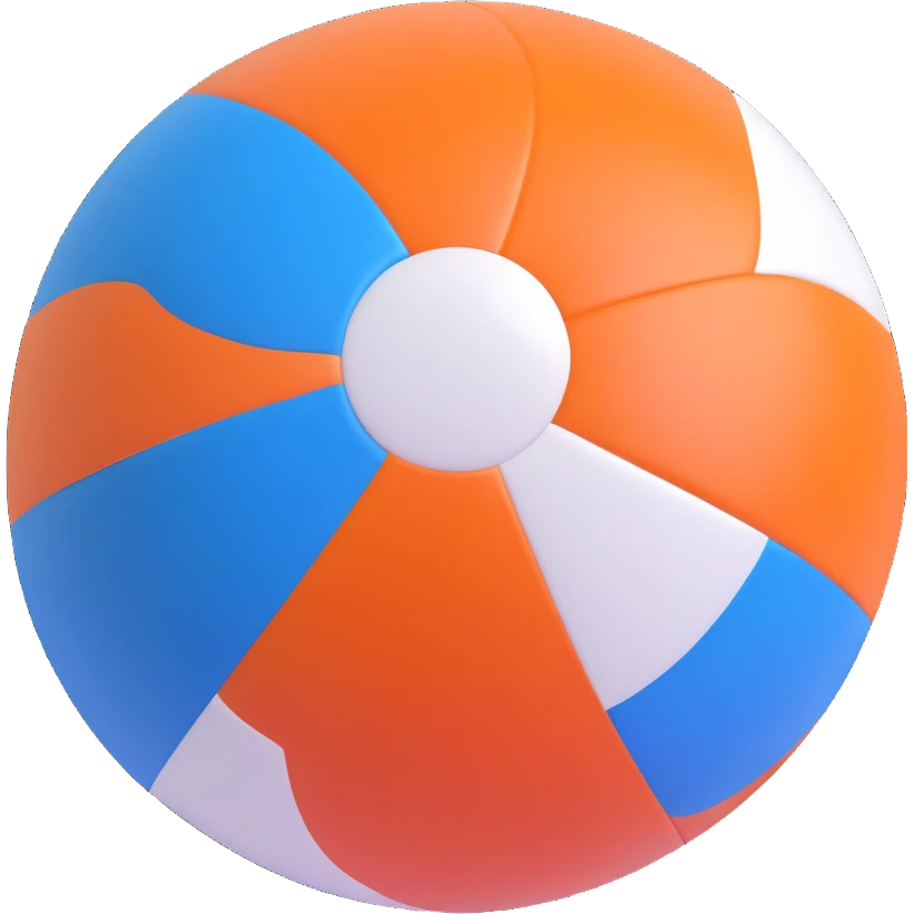 Beach ball with blue, orange, and white segments, keeping the original 3D emoji style. No background. emoji