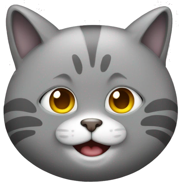 Cat grey smiled face fat  emoji