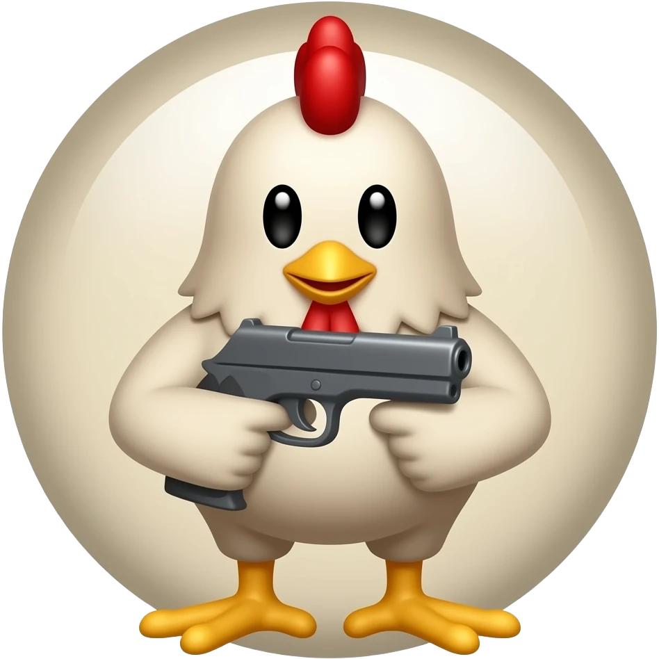 Make a chicken with a gun emoji and the chicken is circular emoji
