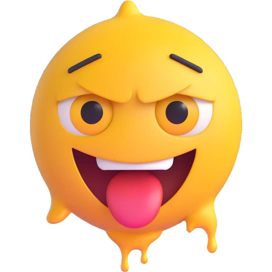 yellow emoji face with crazy eyes, mouth open, tears streaming down emoji