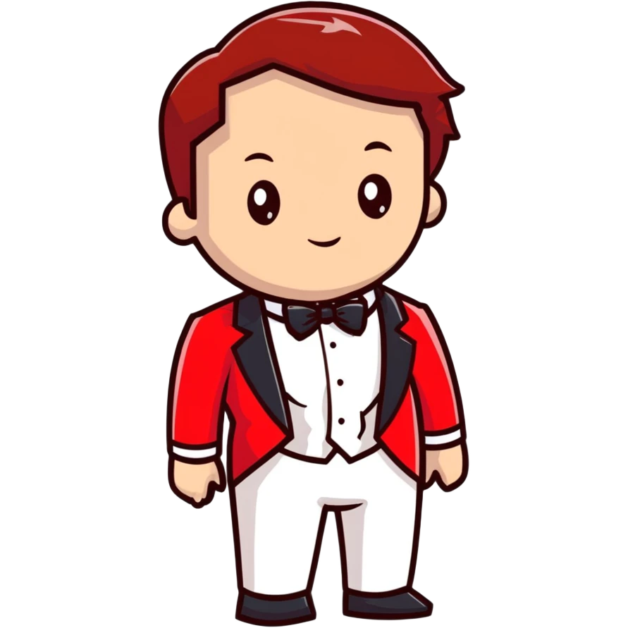 red and white formal tuxedo suit emoji