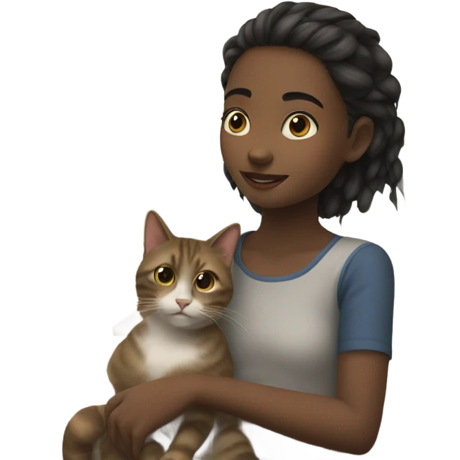girl with cat by window emoji