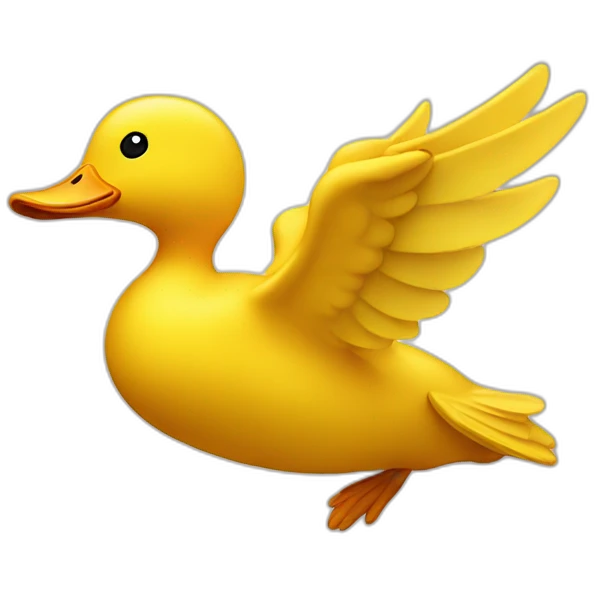Flying yellow duck emoji