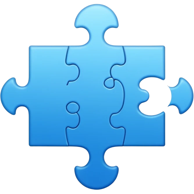 puzzle piece emoji in blue professional design for business presentation, clean edges, modern corporate aesthetic emoji