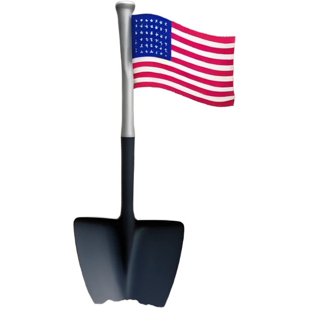 Large American Flag attached to one smaller black shovel in the ground   emoji